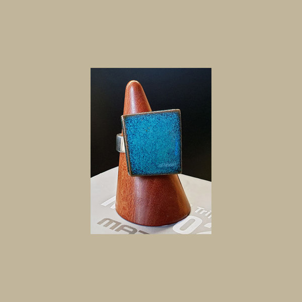 Keramik-Fingerring trapeze Türkis: deep blue 1